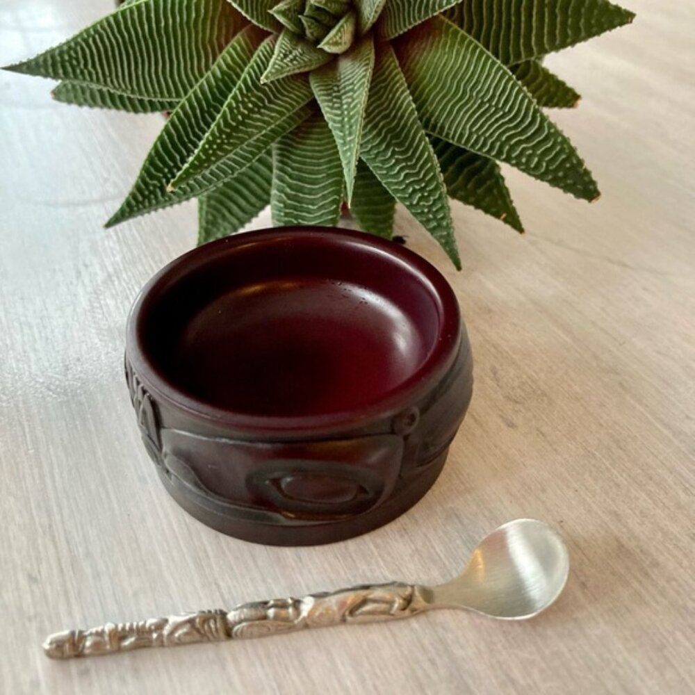 BOMA Salt Dish with Pewter Spoon.